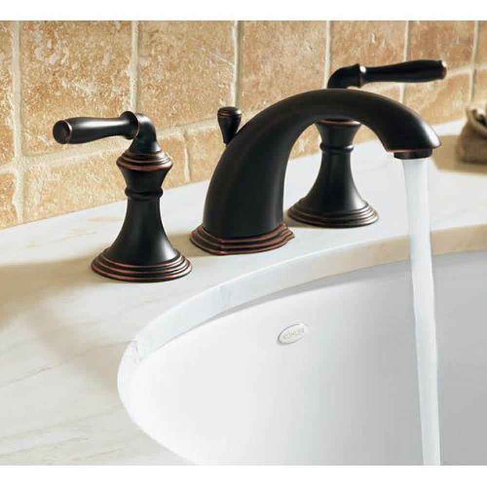 KOHLER Vibrant Brushed Nickel Two Handle Widespread Bathroom Sink Faucet with Metal Pop-Up Drain 