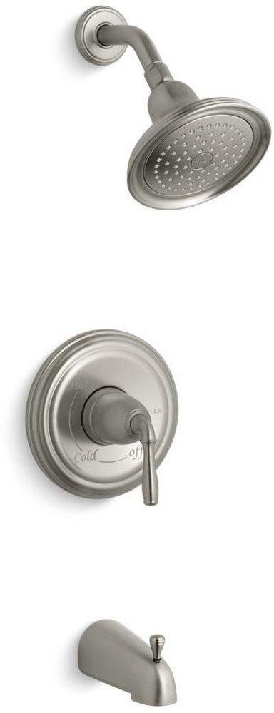 KOHLER Vibrant&reg; Brushed Nickel 2.5 gpm Pressure Balance Bath and Shower Faucet Trim with Single Lever Handle 