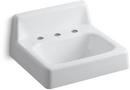 20 in. Wall Mount Rectangular Cast Iron Bathroom Sink in White