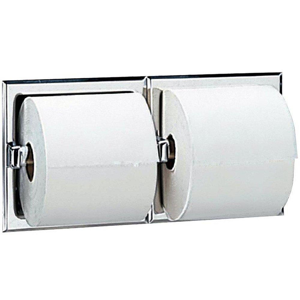 Bobrick Stainless Steel 2-Roll Recessed Tissue Dispenser Bright 