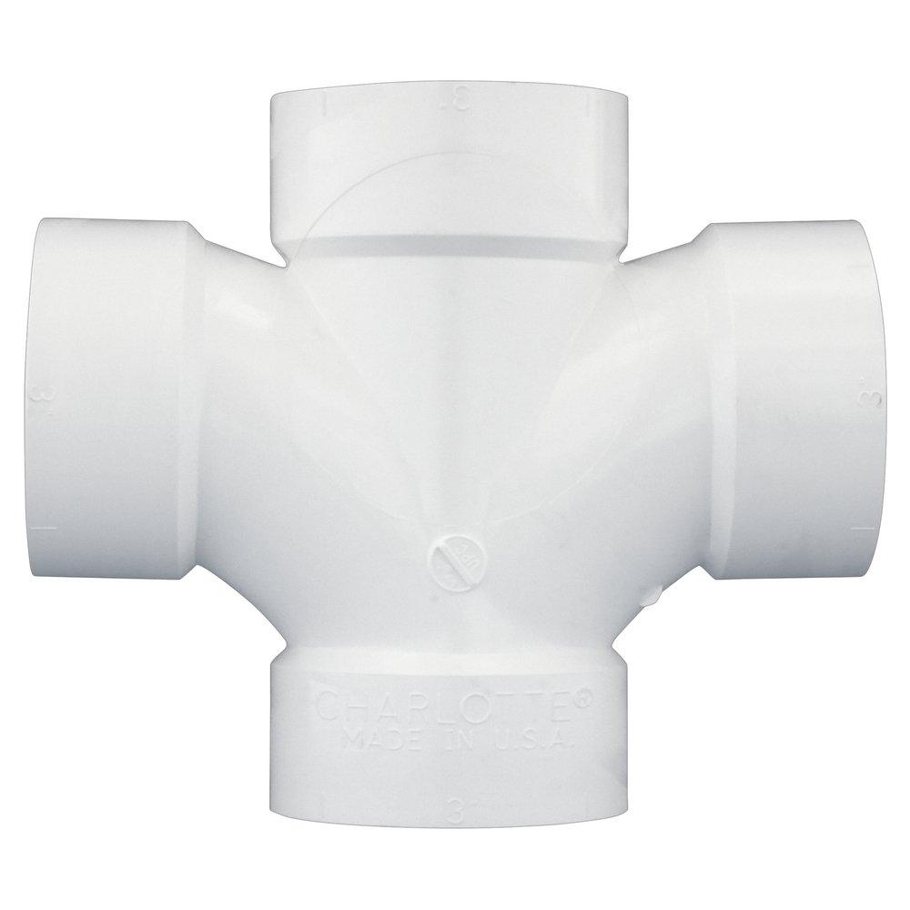 White PVC DWV Double Sanitary Tee 