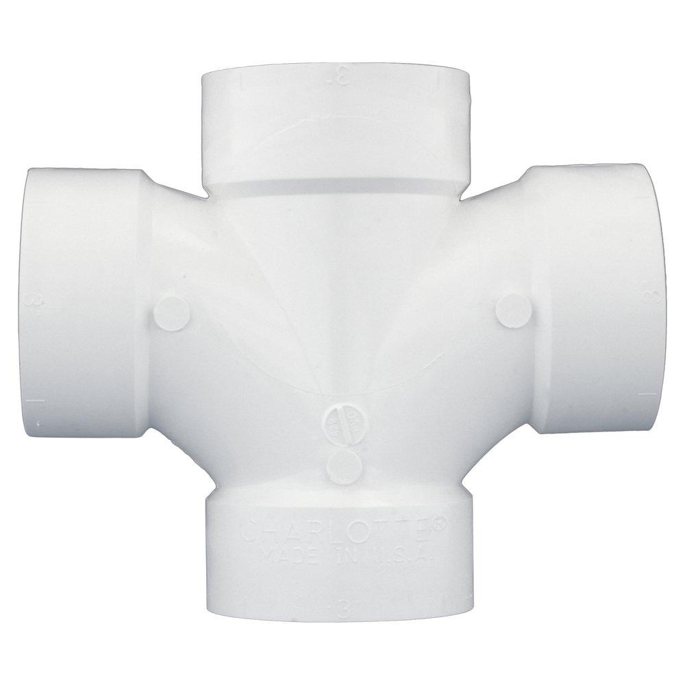 White PVC DWV Double Sanitary Tee 