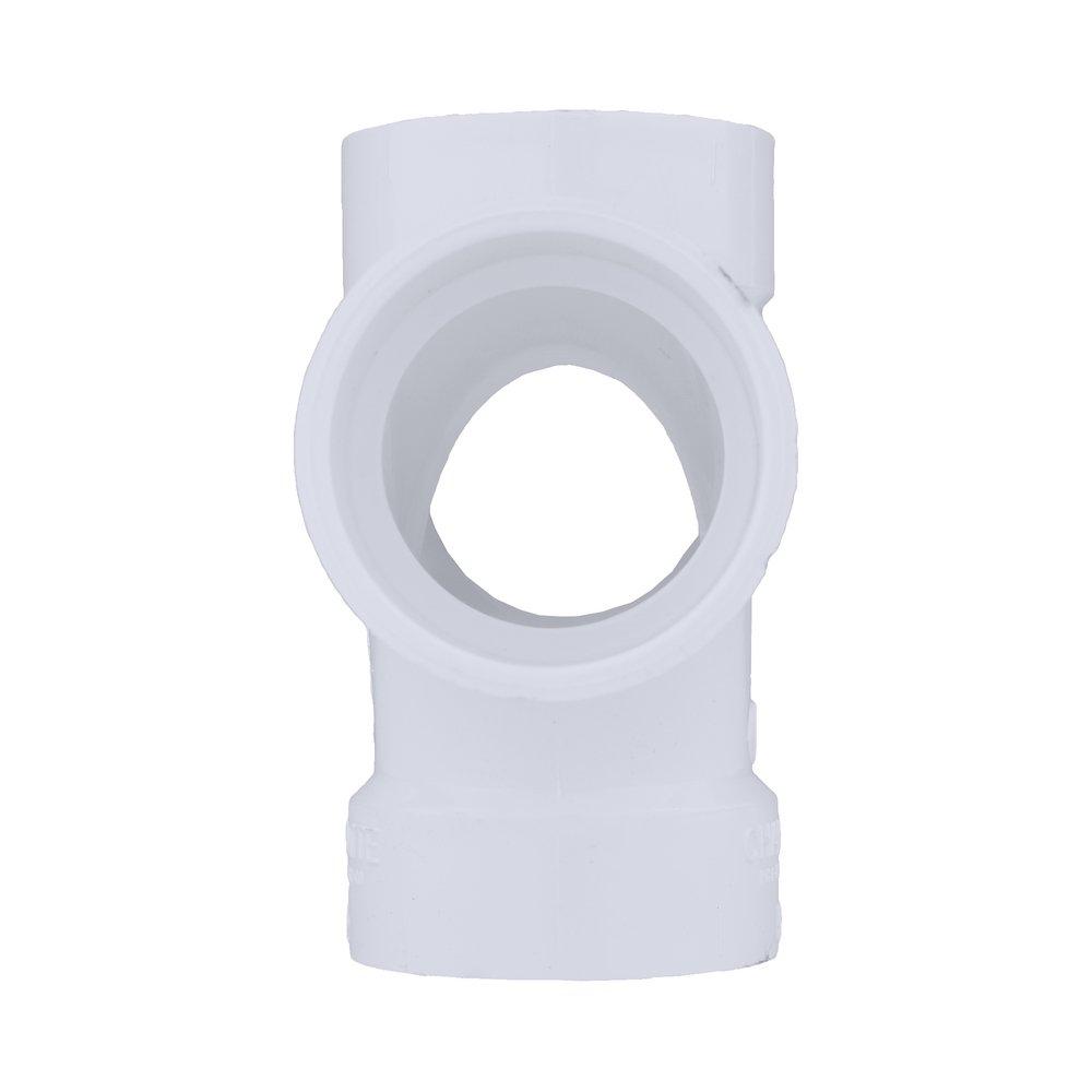 White PVC DWV Double Sanitary Tee 
