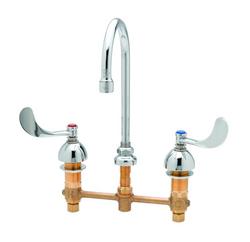 Medical Faucet, 8" Centers, Swivel/Rigid GN, Non-Splash Aerator, 4" Wrist Action Handles