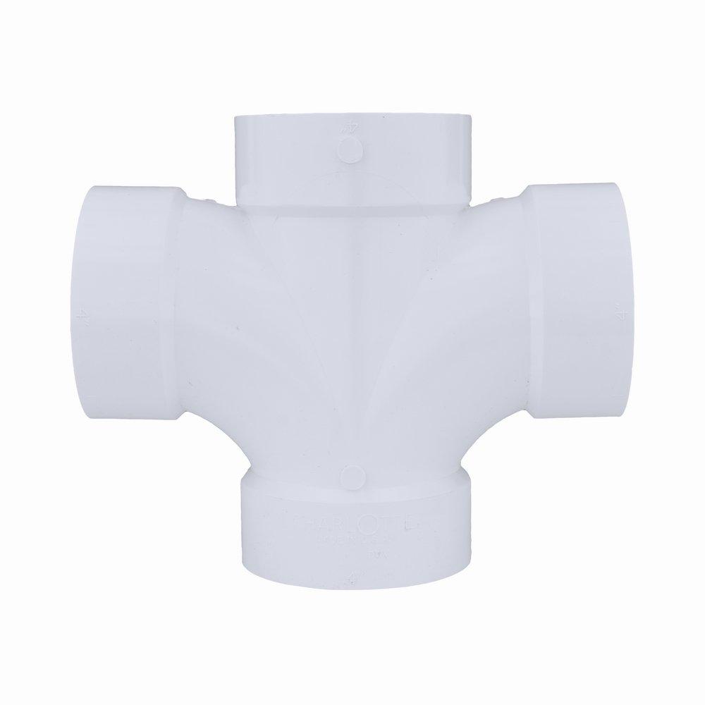 White PVC DWV Double Sanitary Tee 