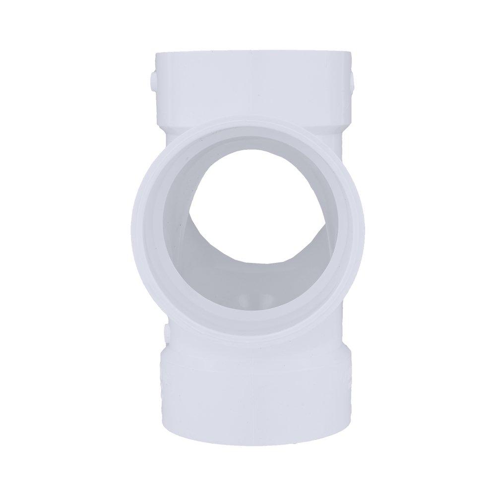 White PVC DWV Double Sanitary Tee 