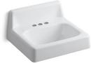 20 in. Wall Mount Rectangular Cast Iron Bathroom Sink in White