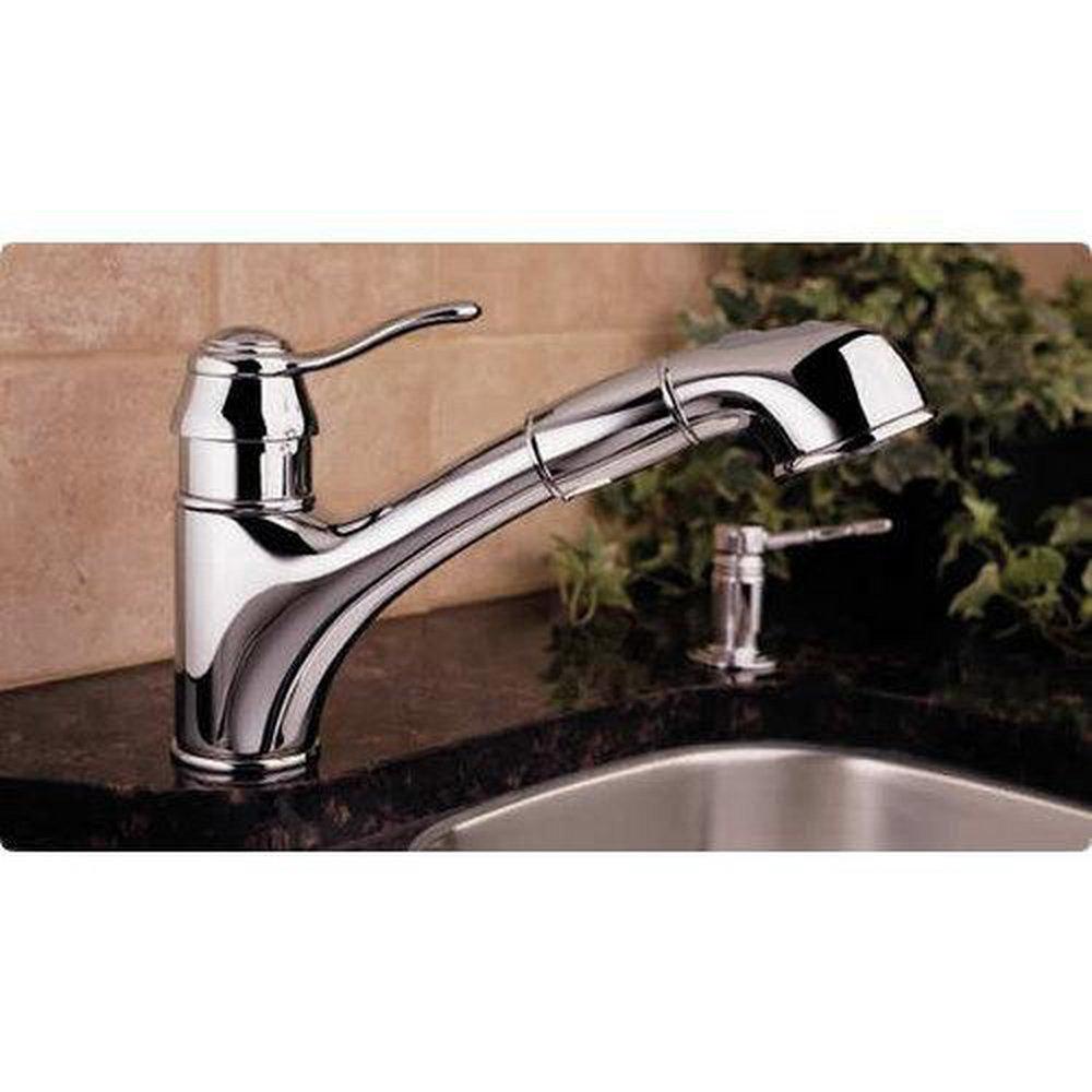 GROHE StarLight&reg; Polished Chrome 1.75 gpm Single Lever Handle Deckmount Kitchen Sink Faucet Pull-Out Spout Flexible Connection 