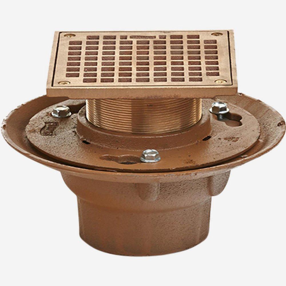 Jay R. Smith No Hub Cast Iron Nickel Bronze Floor Drain 