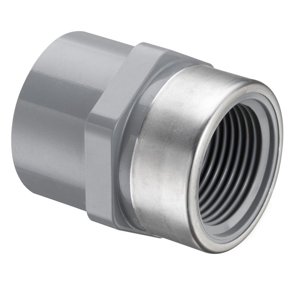 Grey CPVC Sch 80 Female Adapter w/ Stainless Steel Collar 
