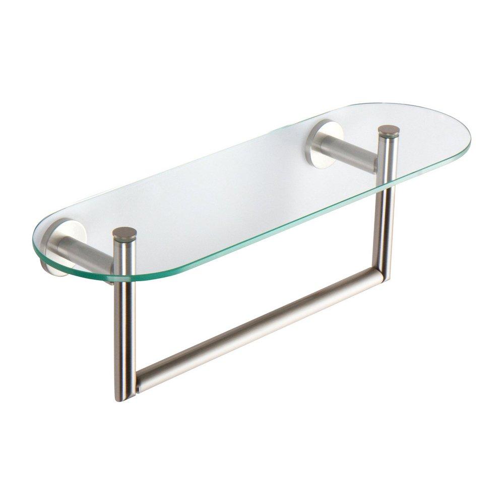 Ginger Satin Nickel 18 in. Tempered Glass Shelf with Towel Bar 