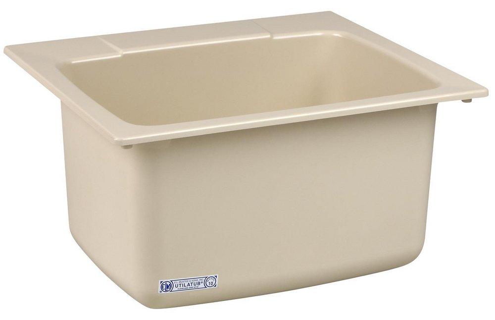E.L. Mustee & Sons Bone 25 x 22 in. Self-rimming Laundry Sink 