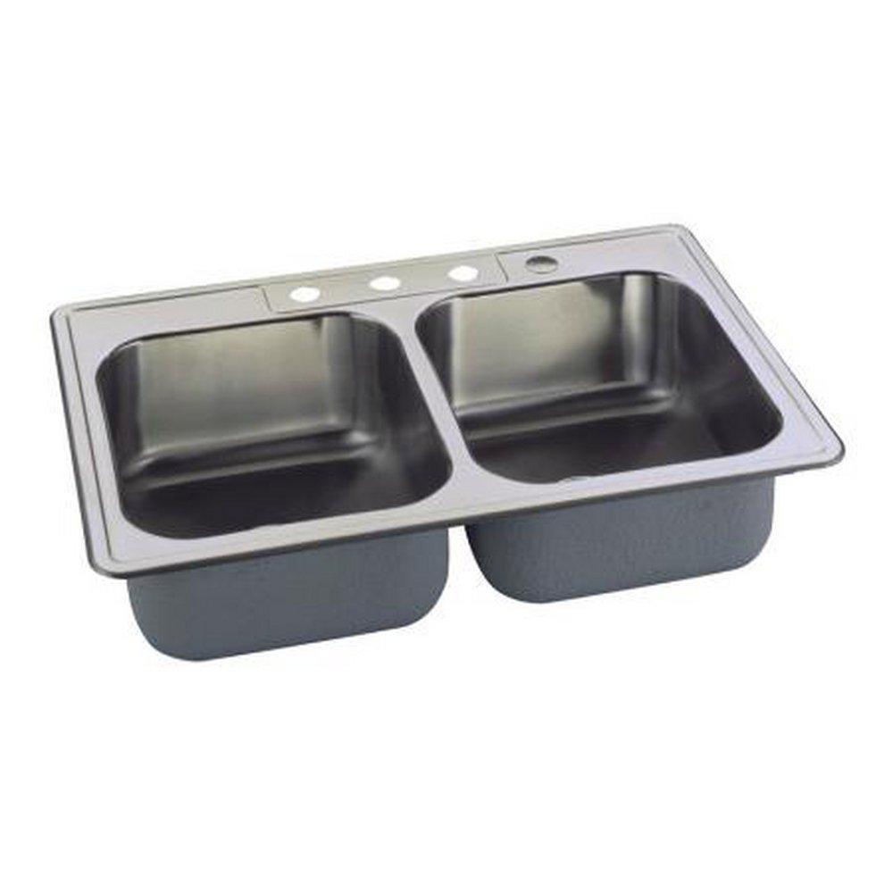 Dayton Elite Satin 33 x 21-1/4 in. Stainless Steel Double Bowl Drop-in Kitchen Sink in Elite Satin 
