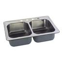 33 x 21-1/4 in. 3 Hole Stainless Steel Double Bowl Drop-in Kitchen Sink in Elite Satin