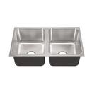 Just Manufacturing Brushed Steel 32 x 18 in. No Hole Stainless Steel Double Bowl Undermount Kitchen Sink 