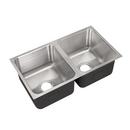 Just Manufacturing Brushed Steel 32 x 18 in. No Hole Stainless Steel Double Bowl Undermount Kitchen Sink 