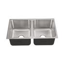 Just Manufacturing Brushed Steel 32 x 18 in. No Hole Stainless Steel Double Bowl Undermount Kitchen Sink 