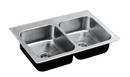 Just Manufacturing Satin 33 x 21 in. 3 Hole Stainless Steel Double Bowl Drop-in Kitchen Sink 