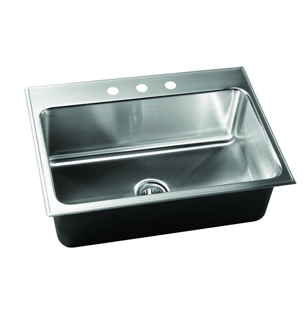 Just Manufacturing Satin 17 x 20 in. 3 Hole Stainless Steel Single Bowl Drop-in Kitchen Sink 
