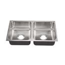 Just Manufacturing Brushed Steel Double Bowl Undermount Rectangular Kitchen Sink with Center Drain 