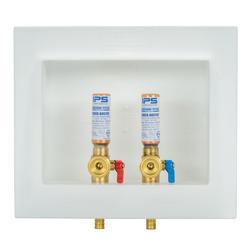 1/4-Turn Dual-Drain Installed F1807 PEX  Washing Machine Supply Box with Hammer Arrestor