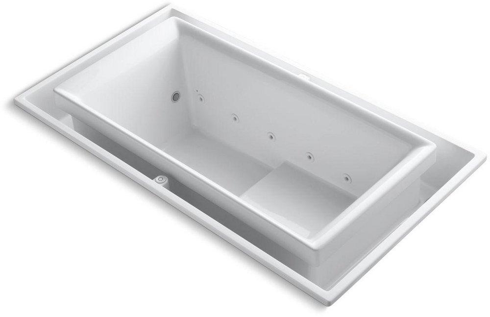 KOHLER White 75 x 41 in. Whirlpool Drop-In Bathtub with Right Drain 