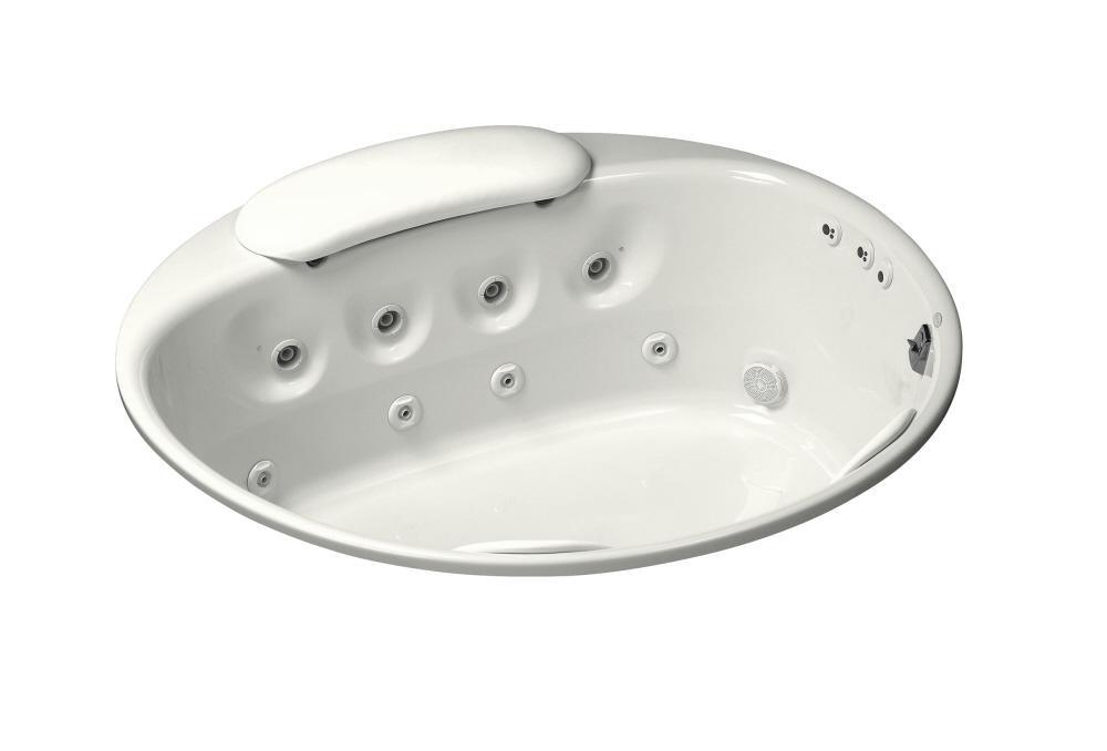 KOHLER White 66 x 66 in. Whirlpool Drop-In Bathtub with Center Drain 