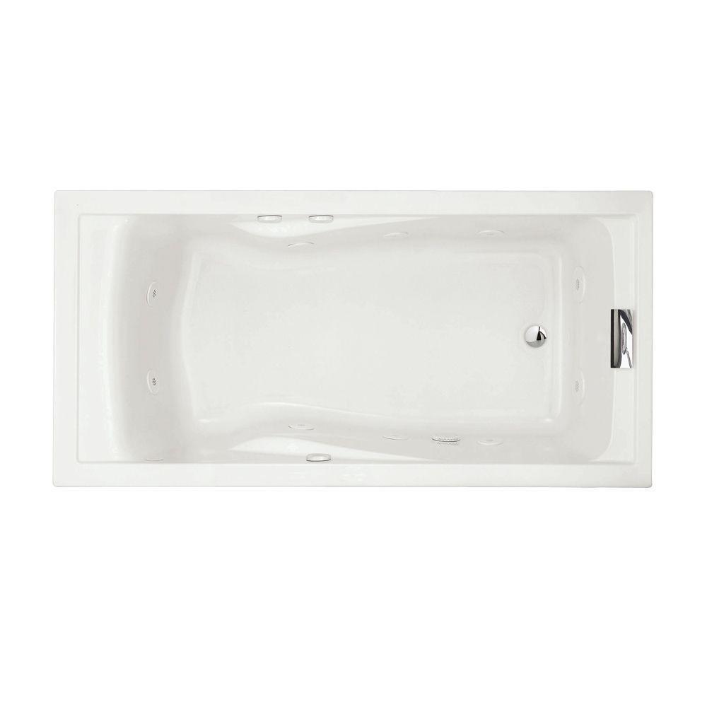 Universal Tubs Pearl 5.6 ft. Acrylic Center Drain Flatbottom Whirlpool and Air Bath Tub in White HD3467RD