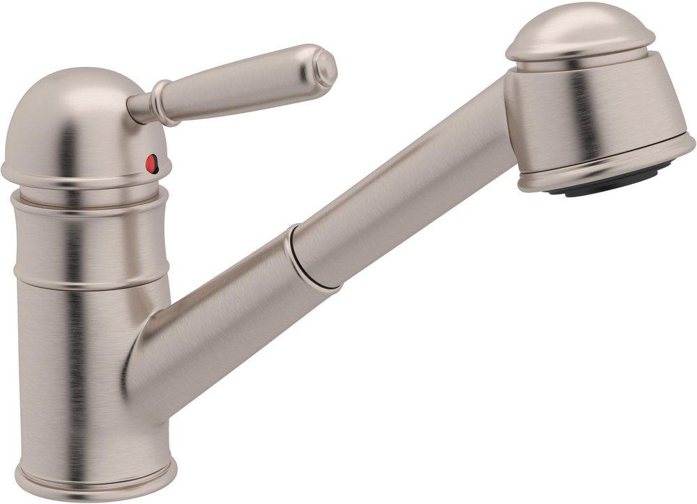 ROHL® Satin Nickel Single Handle Pull Out Kitchen Faucet 