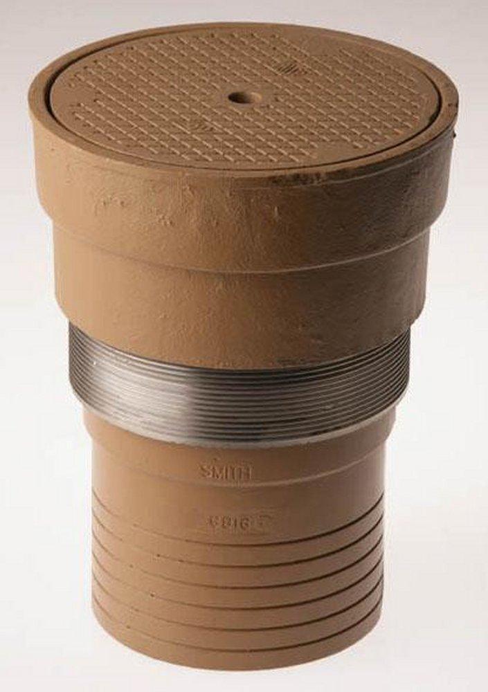 Jay R. Smith Duco Cast Iron Spigot Outlet Floor Cleanout with Cover Top in Nickel Bronze 