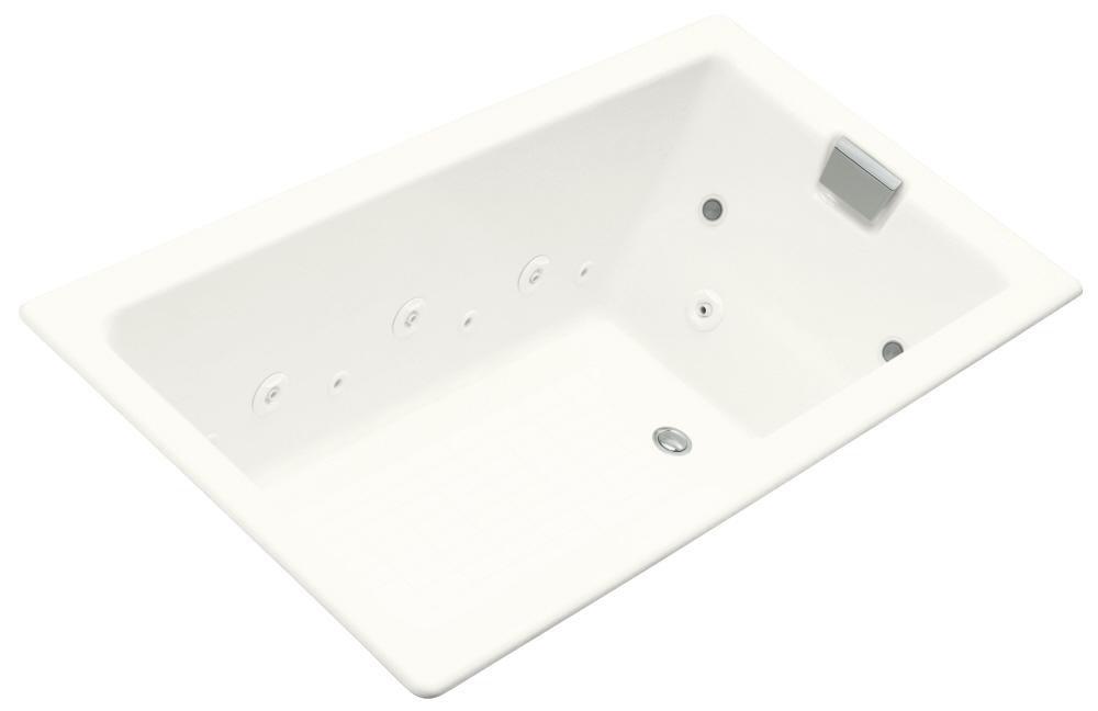 KOHLER White 66 x 36 in. Whirlpool Drop-In Bathtub with End Drain 