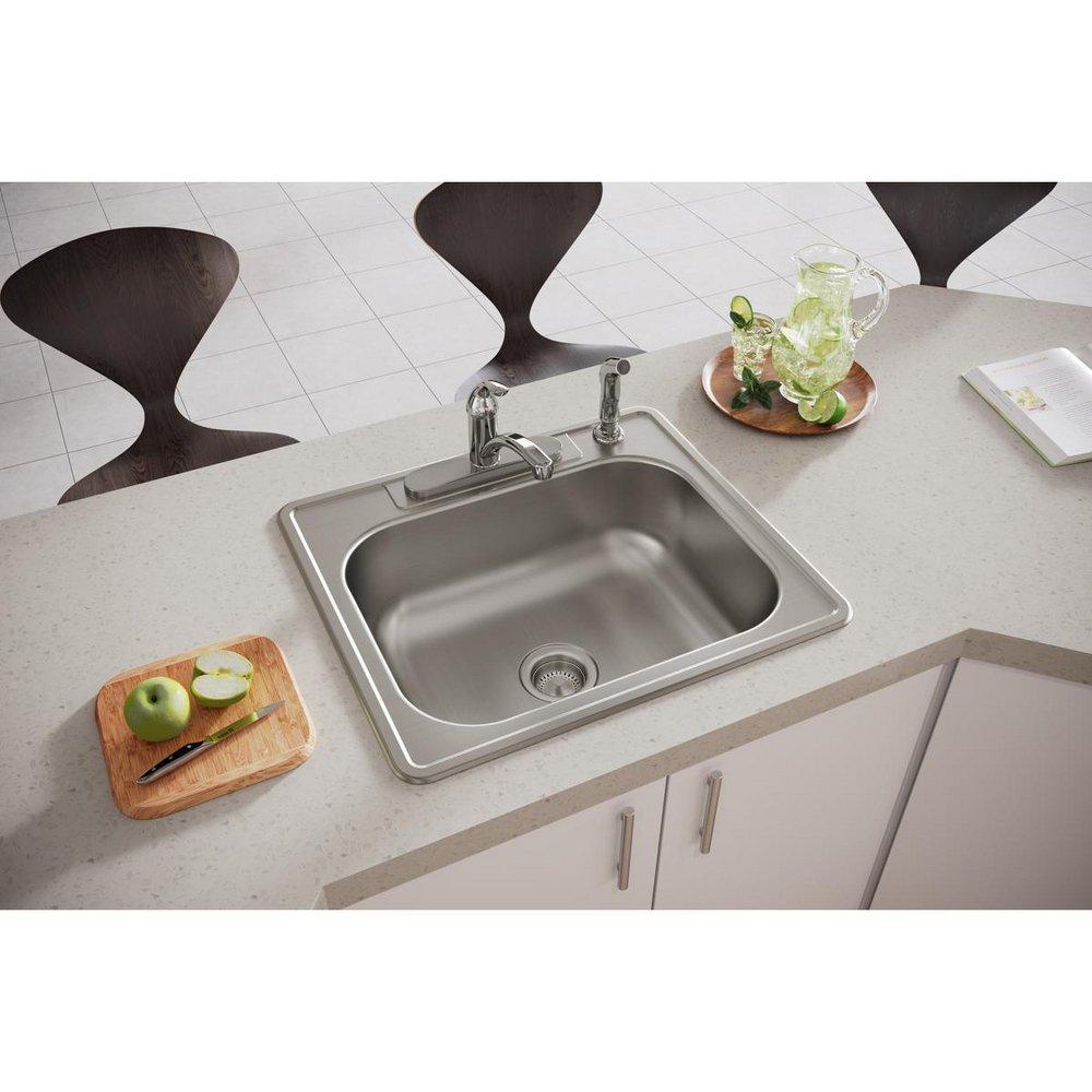 Dayton Elite Satin 25 x 22 in. Stainless Steel Single Bowl Drop-in Kitchen Sink in Elite Satin 