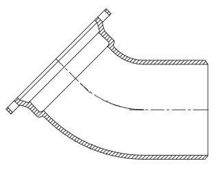 Tyler Union Mechanical Joint x Plain End Ductile Iron C153 Short Body 45 Degree Bend (Less Accessories) 