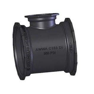 Custom Fab Mechanical Joint Ductile Iron C110 Full Body Tee with Protecto P-401 Lined 