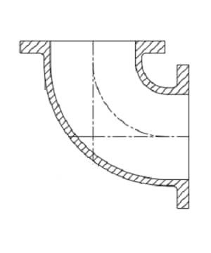 Tyler Union 10 Ductile Iron 125# Flange P-401 Base 90 BEND 
