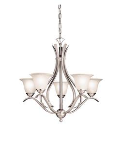 60 W 5-Light Candelabra Chandelier in Brushed Nickel