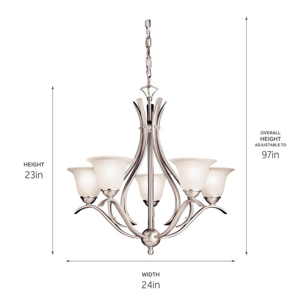 Kichler Lighting Brushed Nickel 23 in. 60W 5-Light Candelabra E-12 Ceiling Mount Chandelier 