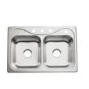 33 x 22 in. 4 Hole Stainless Steel Double Bowl Drop-in Kitchen Sink in Satin Stainless Steel