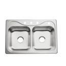 Sterling Satin Stainless Steel 33 x 22 in. 3 Hole Stainless Steel Double Bowl Drop-in Kitchen Sink in Satin Stainless Steel 