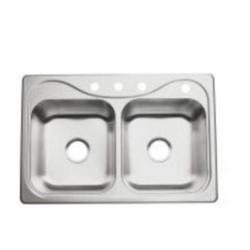 33 in. Drop-in Stainless Steel Double Bowl Kitchen Sink in Satin Stainless Steel