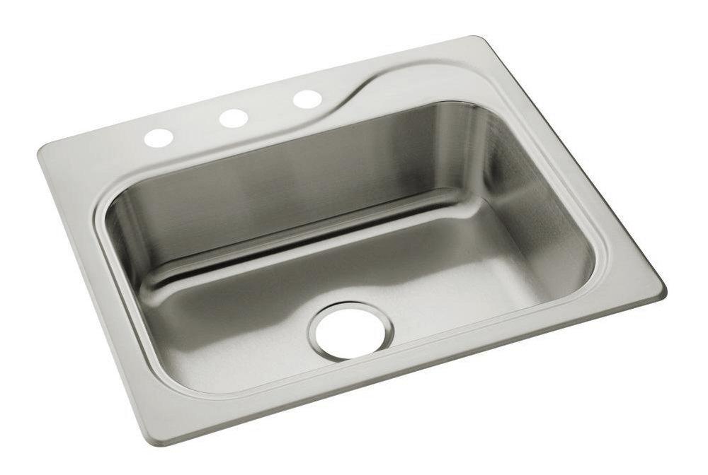 Sterling Satin Stainless Steel 25 x 22 in. Stainless Steel Single Bowl Drop-in Kitchen Sink in Satin Stainless Steel 
