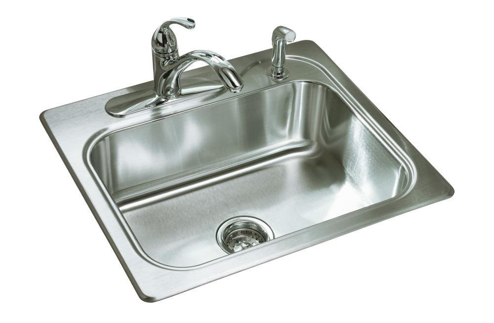 Sterling Satin Stainless Steel 25 x 22 in. Stainless Steel Single Bowl Drop-in Kitchen Sink in Satin Stainless Steel 