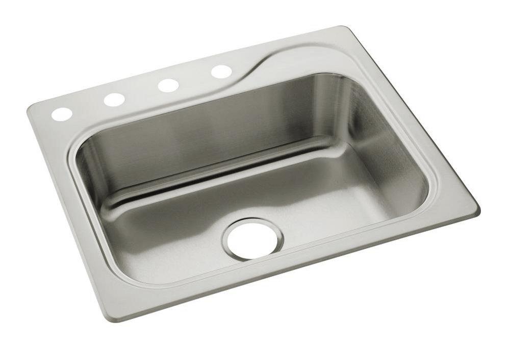 Sterling Satin Stainless Steel 25 x 22 in. Stainless Steel Single Bowl Drop-in Kitchen Sink in Satin Stainless Steel 