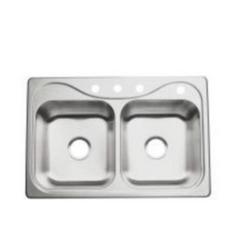 33 in. Drop-in Stainless Steel Double Bowl Kitchen Sink in Satin Stainless Steel