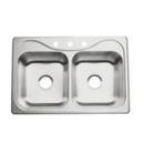 33 x 22 in. 3 Hole Stainless Steel Double Bowl Drop-in Kitchen Sink in Satin Stainless Steel