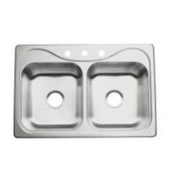 33 in. Drop-in Stainless Steel Double Bowl Kitchen Sink in Satin Stainless Steel