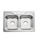 Sterling Satin Stainless Steel 33 x 22 in. Stainless Steel Double Bowl Drop-in Kitchen Sink in Satin Stainless Steel 