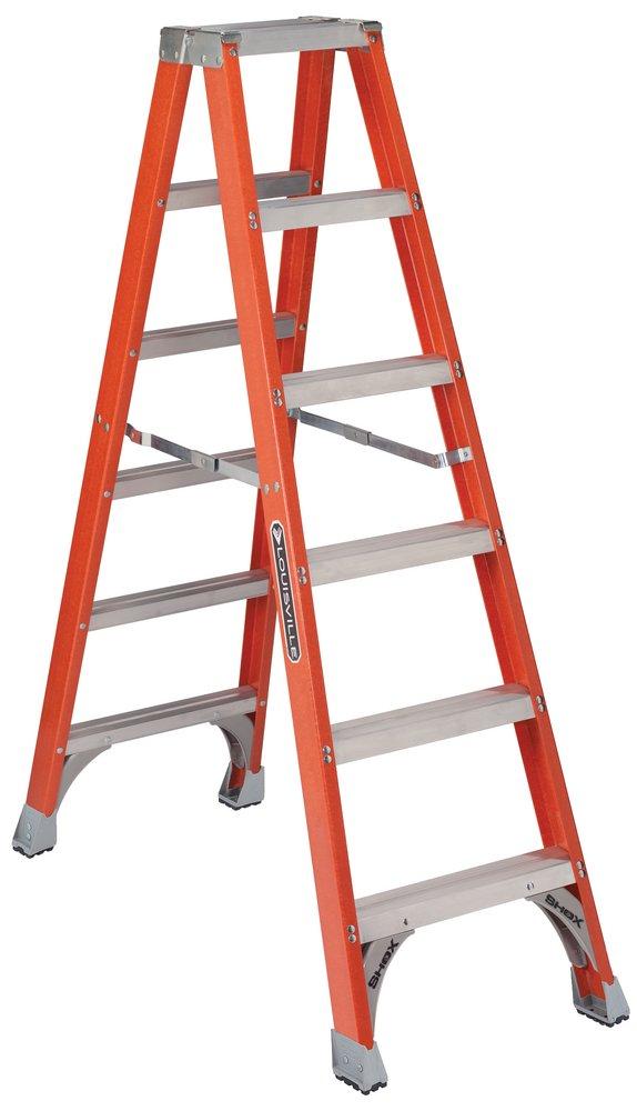Louisville Ladder Orange 22-9/16 in. 300 lbs. Fiberglass Double Step Ladder 