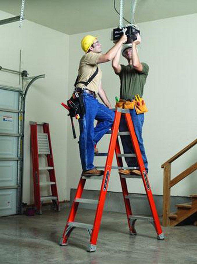 Louisville Ladder Orange 25-9/16 in. 300 lbs. Fiberglass Double Step Ladder 