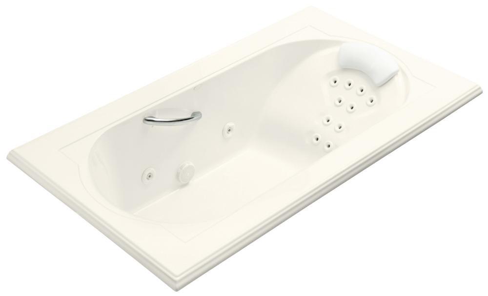 KOHLER Biscuit 72 x 42 in. Total Massage Drop-In Bathtub with Reversible Drain 
